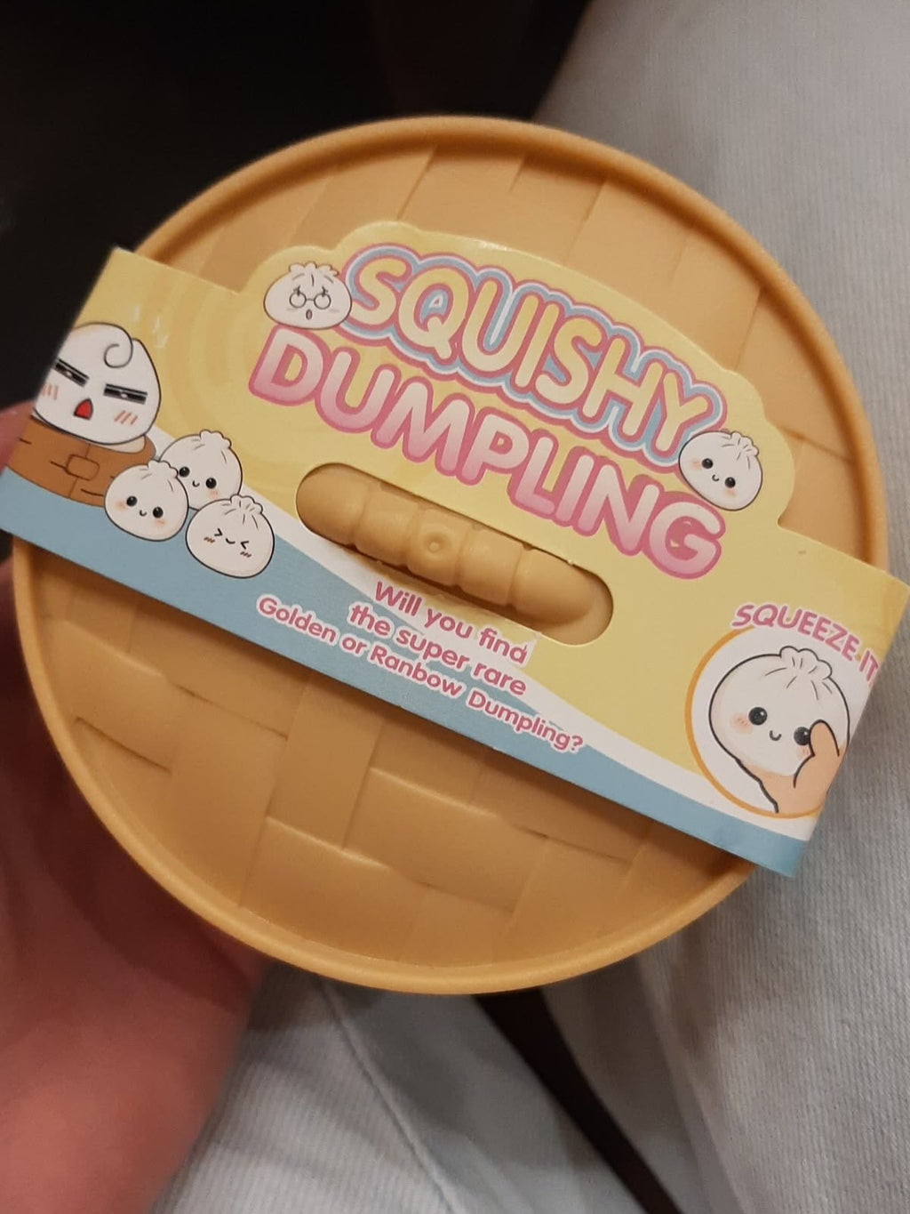 Squishy Dumpling packaging in yellow container